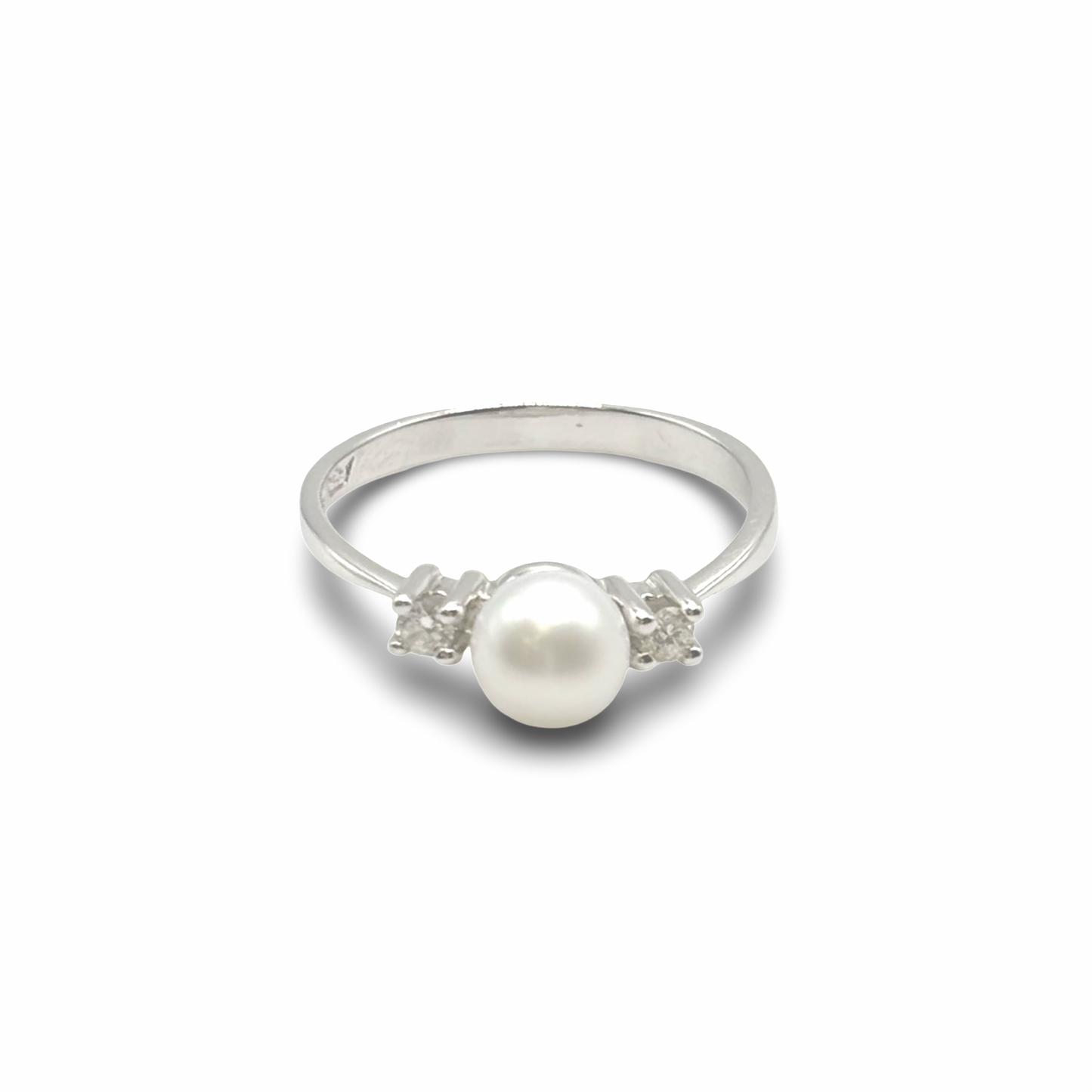 Ring Weißgold 585 / 14kt Süßwasser-Perle Diamanten