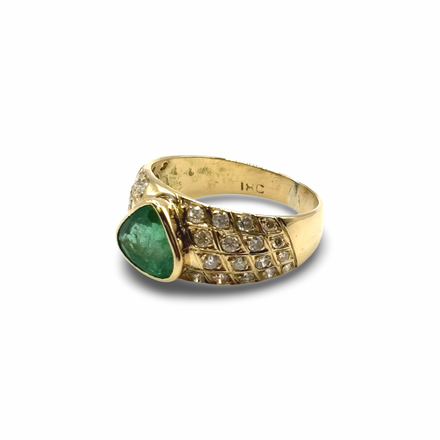 Ring Gelbgold 667/ 16kt Smaragd Diamanten