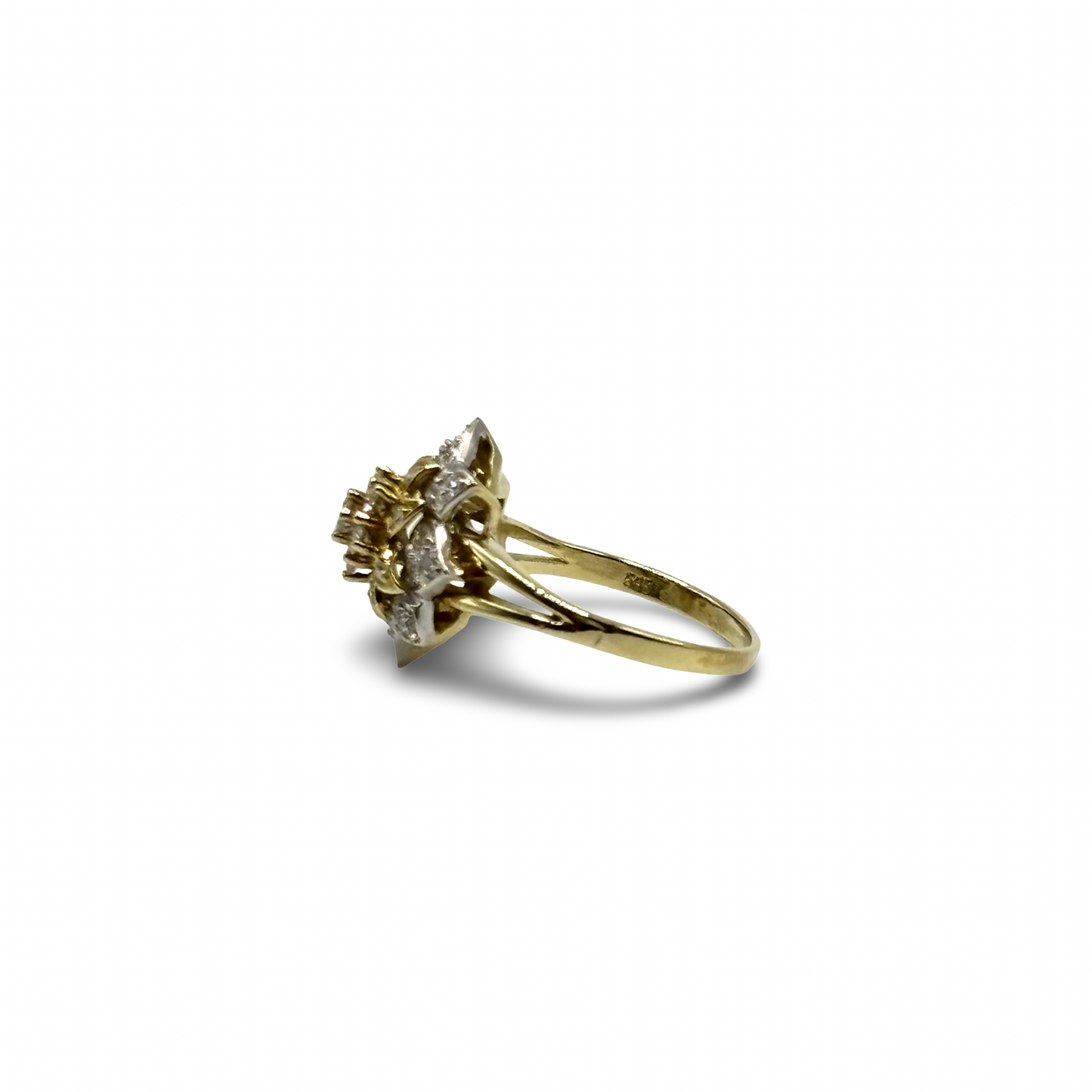 Ring Blütenoptik Gelb/-Weißgold 585 / 14kt Diamanten