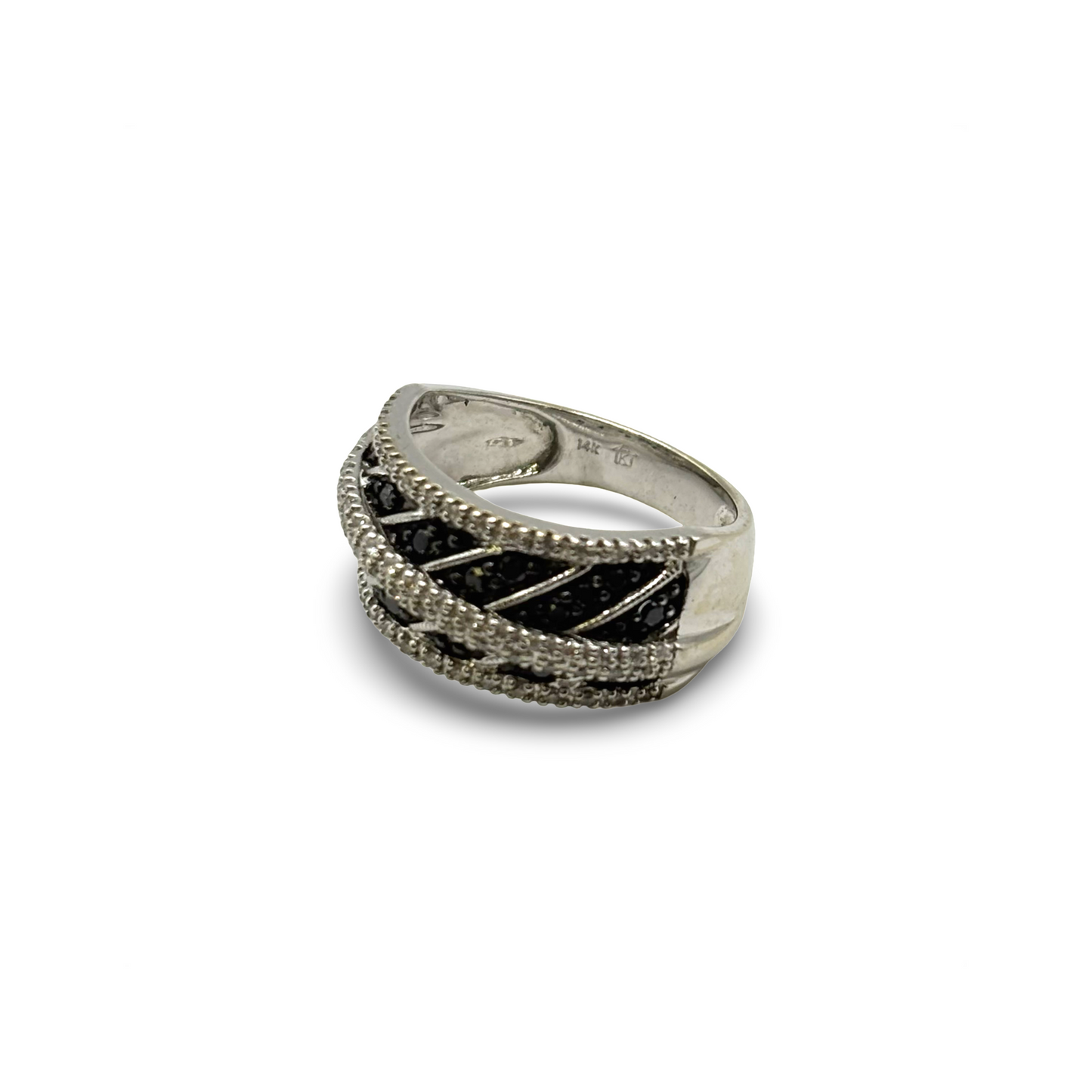Ring Weißgold 585 / 14kt schwarze & weiße Diamanten