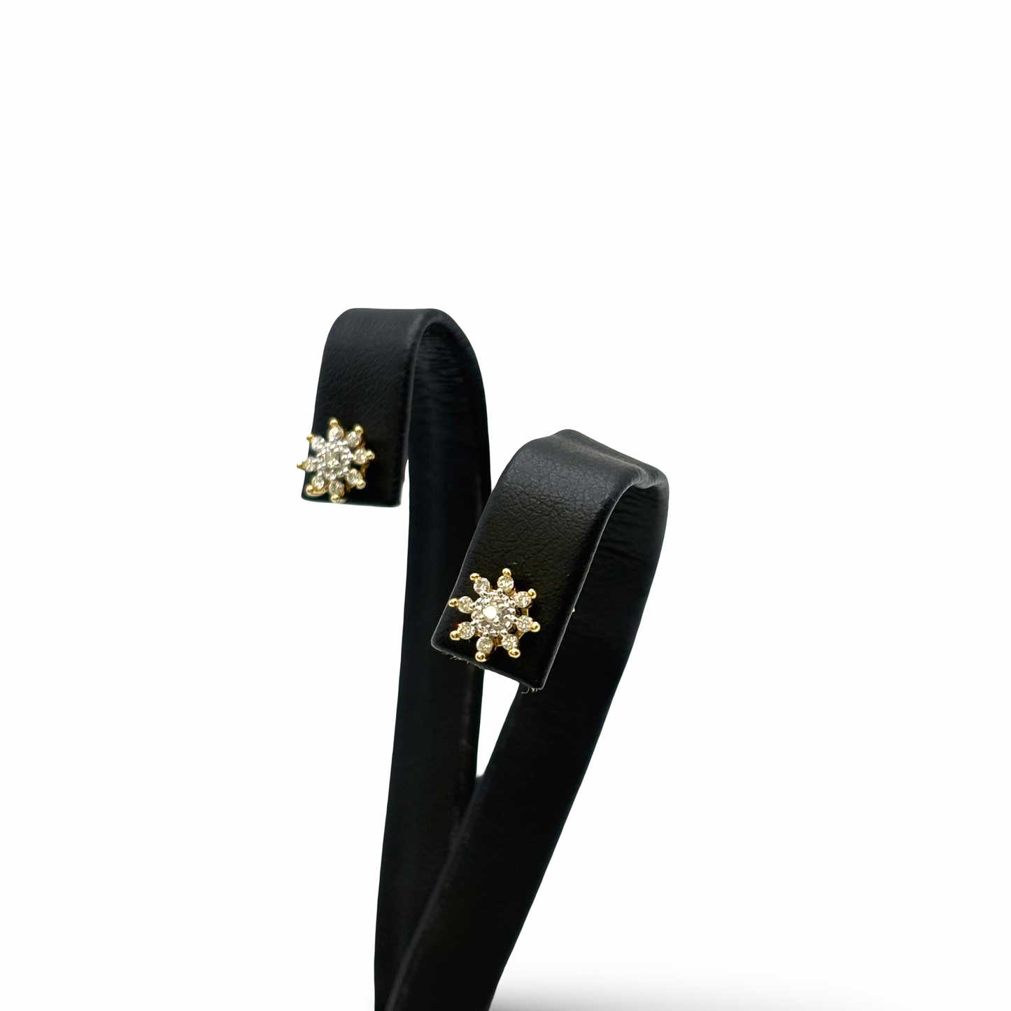 Ohrstecker Sonne / Blüte Gelbgold 375 / 9kt Diamanten