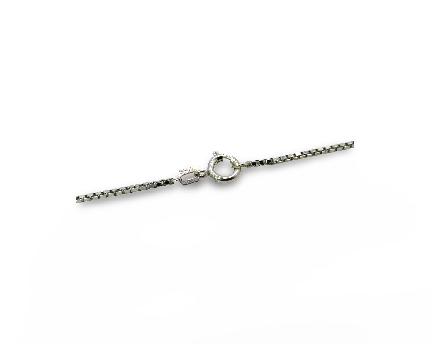 Halsschmuck 585/14K mit Saphiranhänger, Venezia-Kette, Weißgold