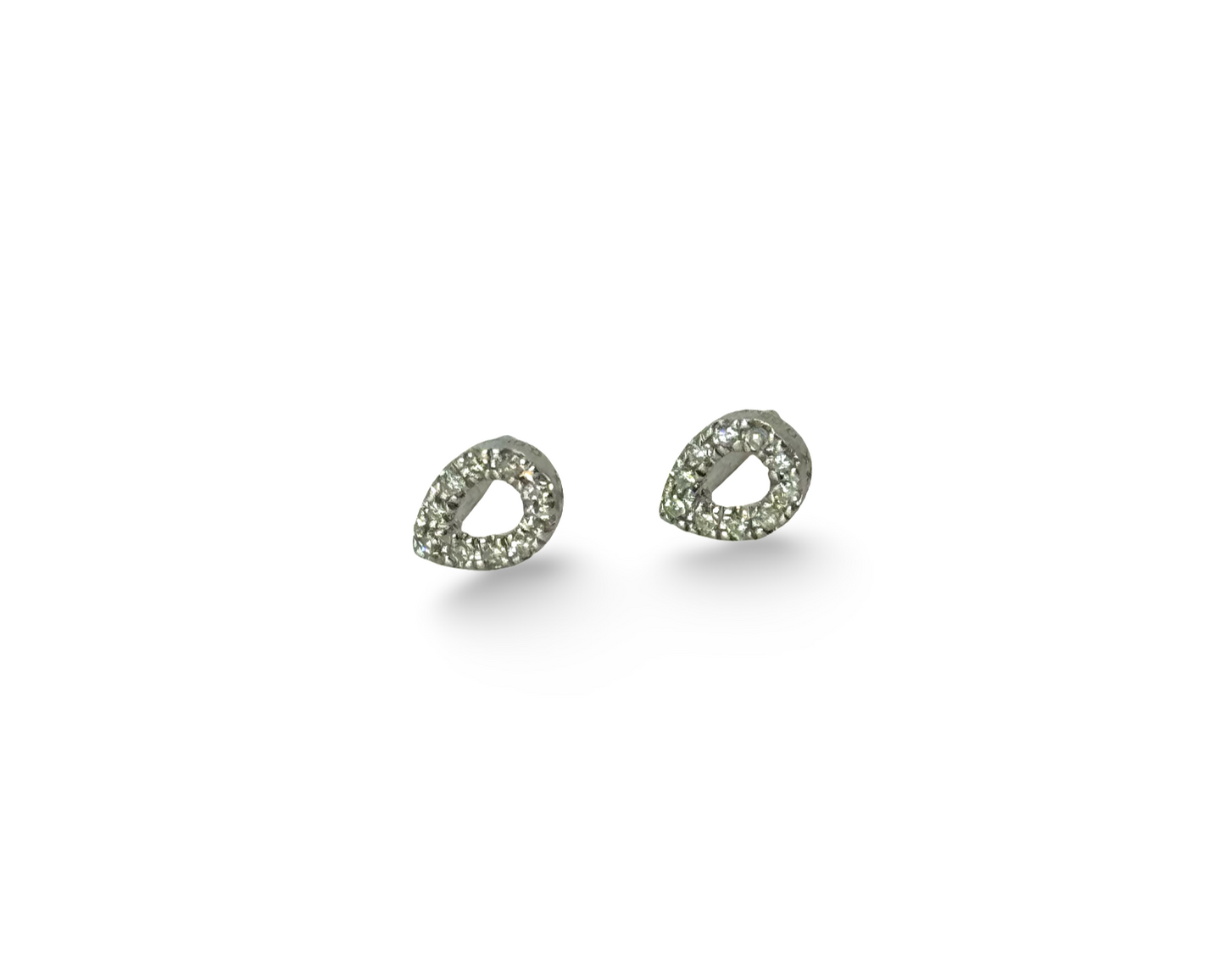 Ohrstecker, 585, 14 Karat, Weißgold, Diamanten, Brillanten, Tropfenform