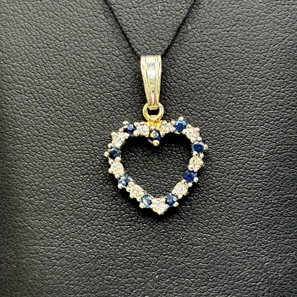 Anhänger Herz Gold 585 / 14kt Diamanten Saphire