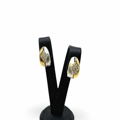 Ohrstecker Creolen Gelb/-Weißgold 585 / 14kt Diamanten
