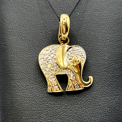 Anhänger Elefant Gelb/-Weißgold 585 / 14kt Diamanten