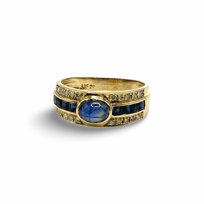 Ring Gelbgold 585 / 14kt Saphire Diamanten