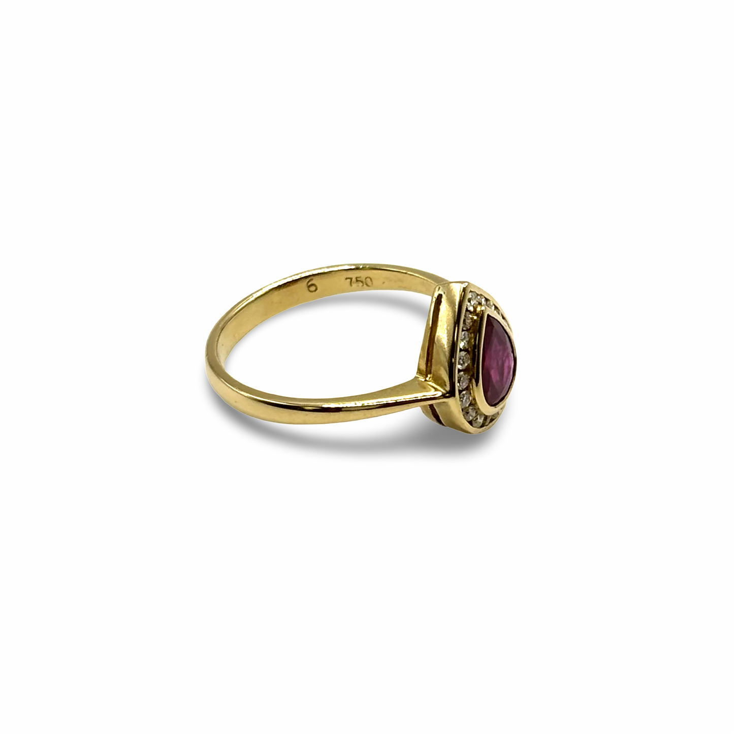 Ring Gelbgold 750/ 18kt Rubin Diamanten