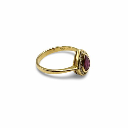 Ring Gelbgold 750/ 18kt Rubin Diamanten
