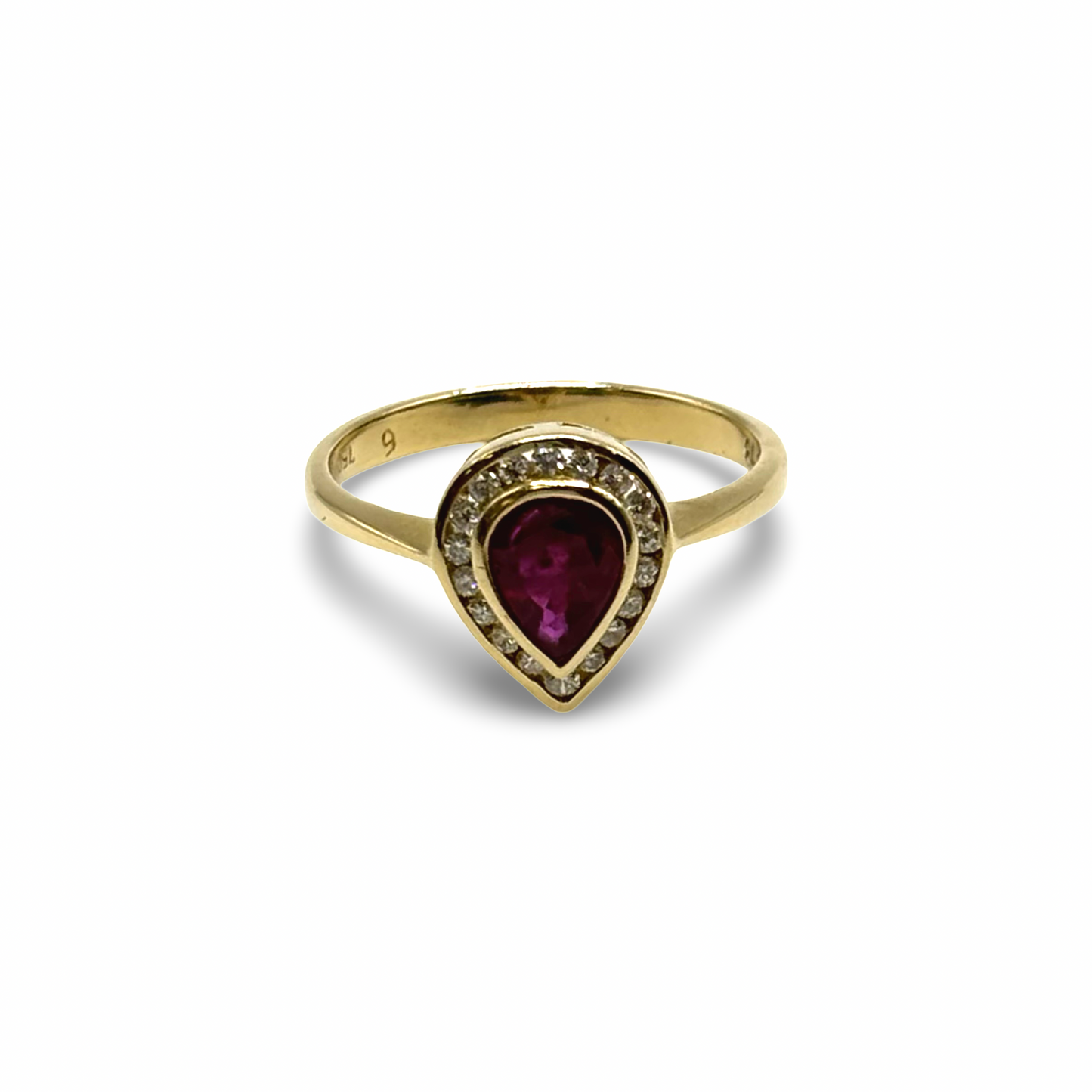 Ring Gelbgold 750/ 18kt Rubin Diamanten