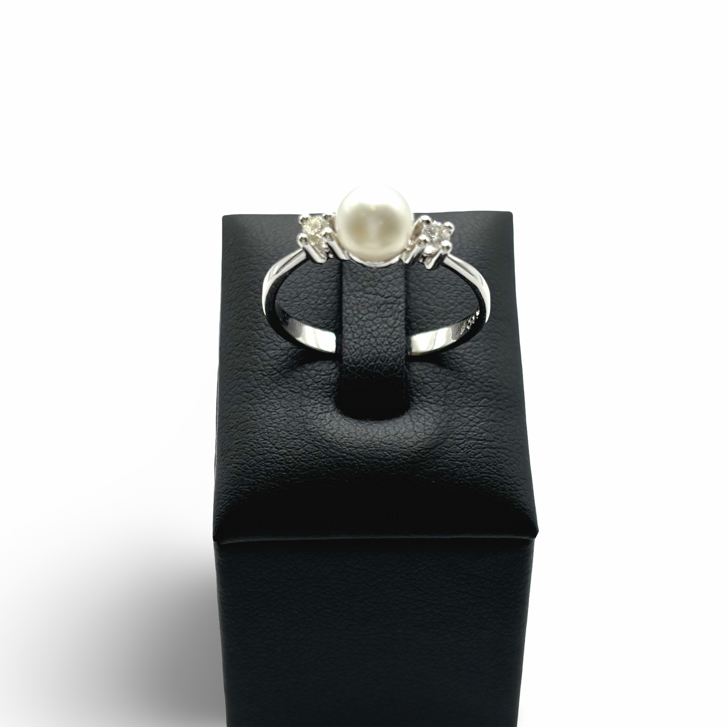 Ring Weißgold 585 / 14kt Süßwasser-Perle Diamanten