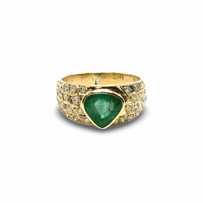 Ring Gelbgold 667/ 16kt Smaragd Diamanten