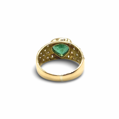 Ring Gelbgold 667/ 16kt Smaragd Diamanten
