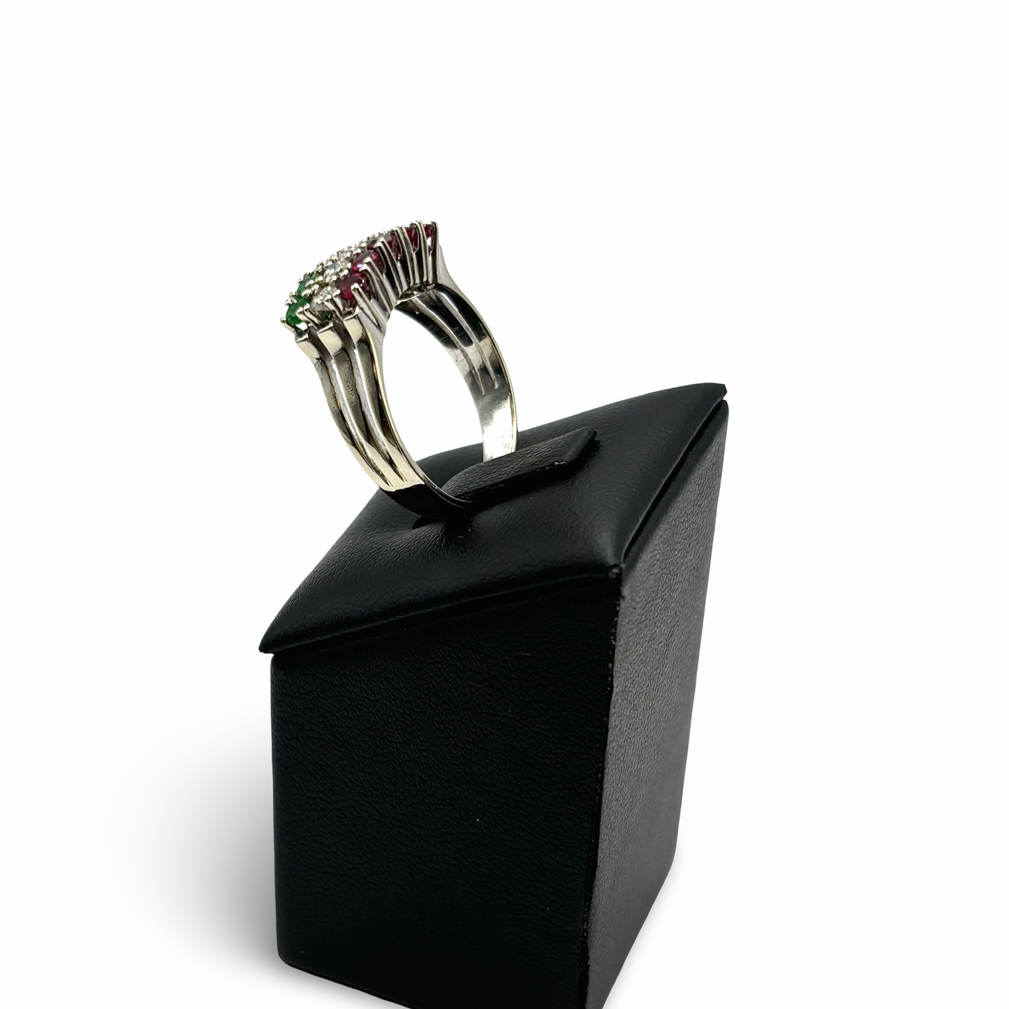Ring Weißgold 585 / 14kt Rubine Smaragde Diamanten