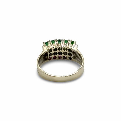 Ring Weißgold 585 / 14kt Rubine Smaragde Diamanten