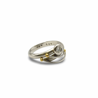 Ring Platin 950 18kt Goldakzente Diamant
