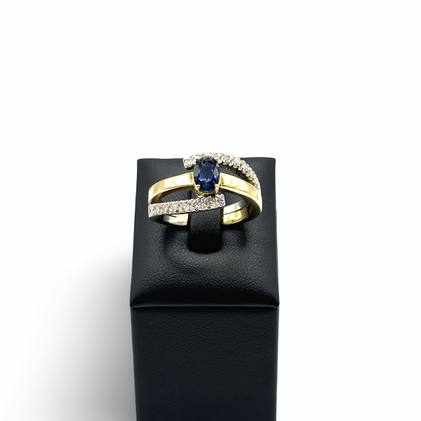 Ring Gelb/-Weißgold 585 / 14kt Saphir Diamanten