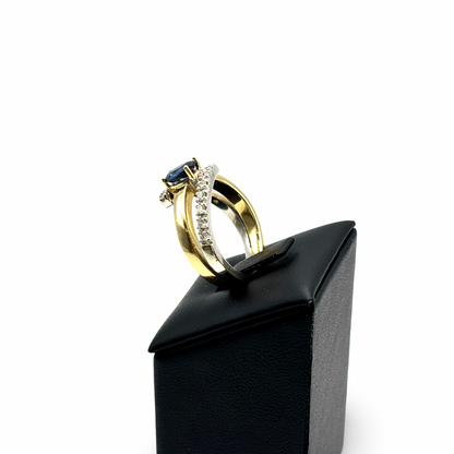 Ring Gelb/-Weißgold 585 / 14kt Saphir Diamanten