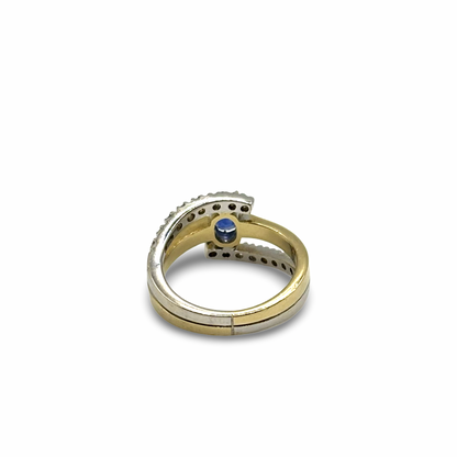 Ring Gelb/-Weißgold 585 / 14kt Saphir Diamanten