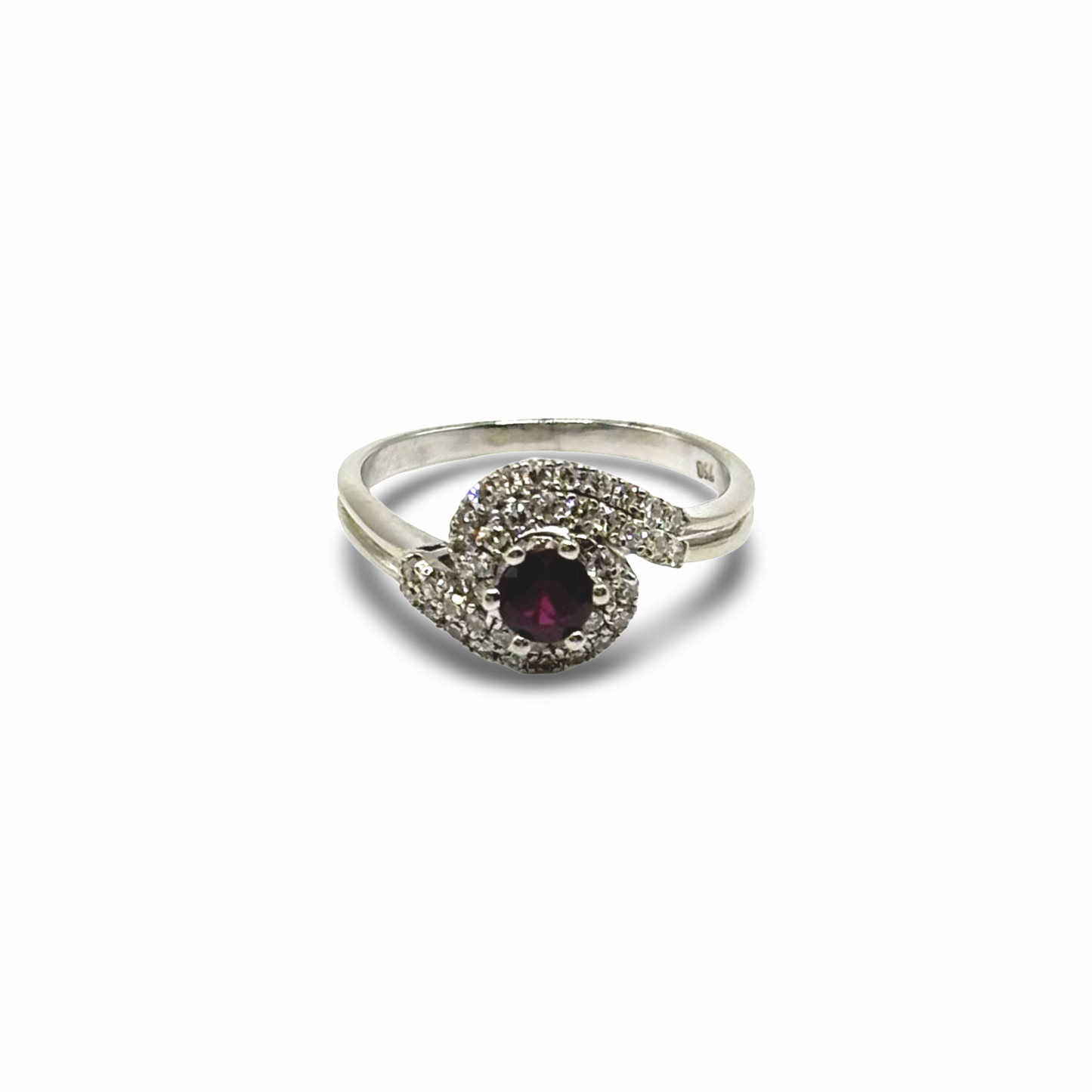 Ring Weißgold 750 / 18kt Rubin Diamanten