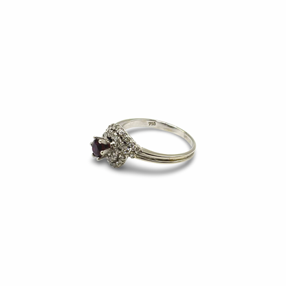 Ring Weißgold 750 / 18kt Rubin Diamanten