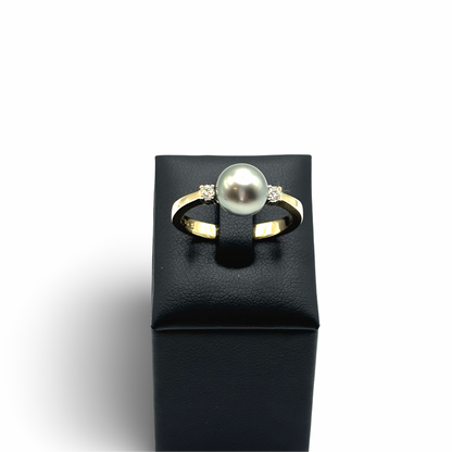 Ring Gelb/-Weißgold 585 / 14kt Tahiti-Perle Diamanten
