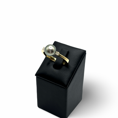 Ring Gelb/-Weißgold 585 / 14kt Tahiti-Perle Diamanten