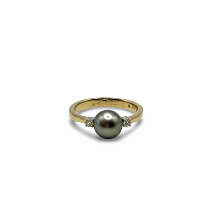 Ring Gelb/-Weißgold 585 / 14kt Tahiti-Perle Diamanten