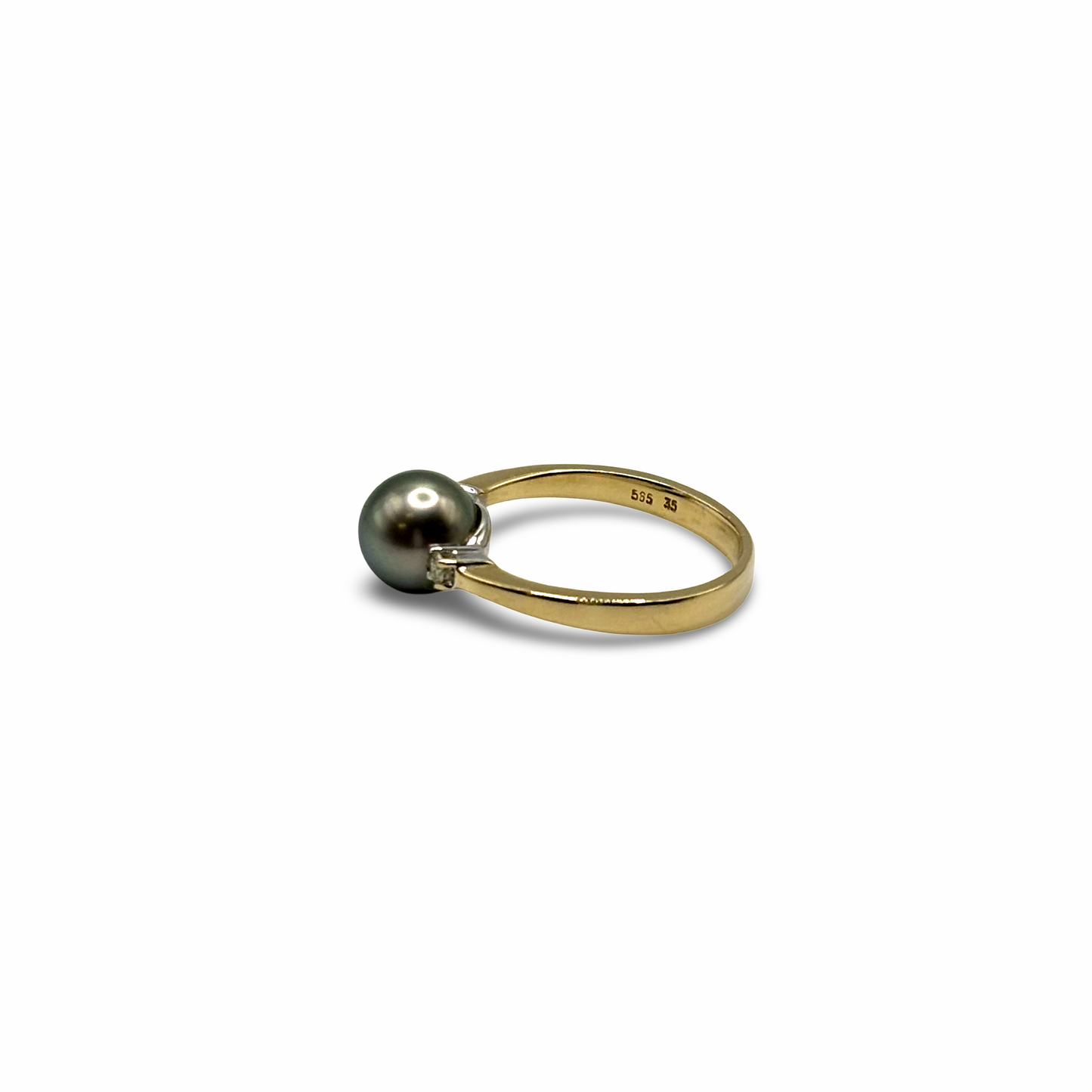 Ring Gelb/-Weißgold 585 / 14kt Tahiti-Perle Diamanten