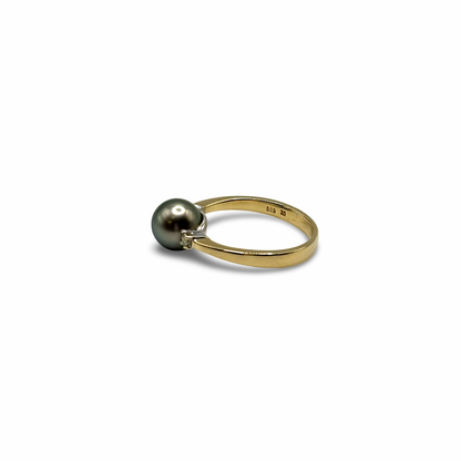 Ring Gelb/-Weißgold 585 / 14kt Tahiti-Perle Diamanten