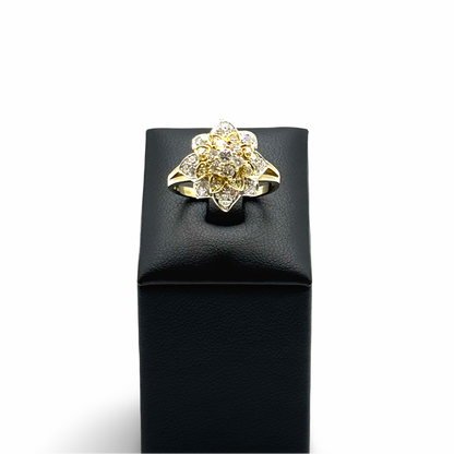 Ring Blütenoptik Gelb/-Weißgold 585 / 14kt Diamanten