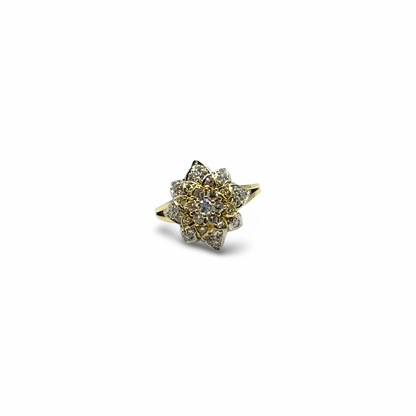 Ring Blütenoptik Gelb/-Weißgold 585 / 14kt Diamanten