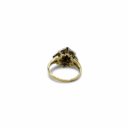 Ring Blütenoptik Gelb/-Weißgold 585 / 14kt Diamanten