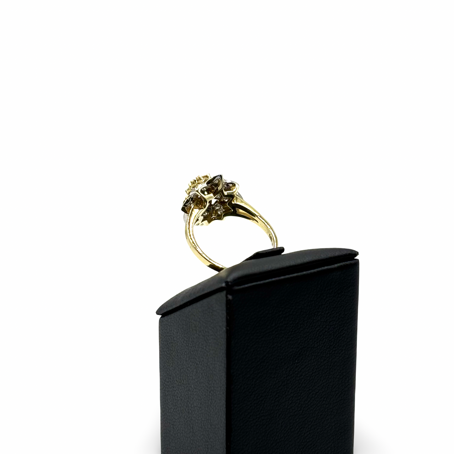 Ring Blütenoptik Gelb/-Weißgold 585 / 14kt Diamanten