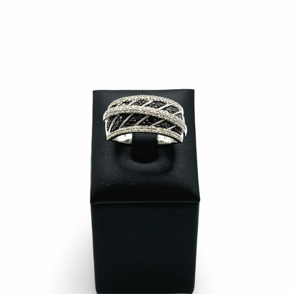 Ring Weißgold 585 / 14kt schwarze & weiße Diamanten