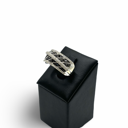 Ring Weißgold 585 / 14kt schwarze & weiße Diamanten