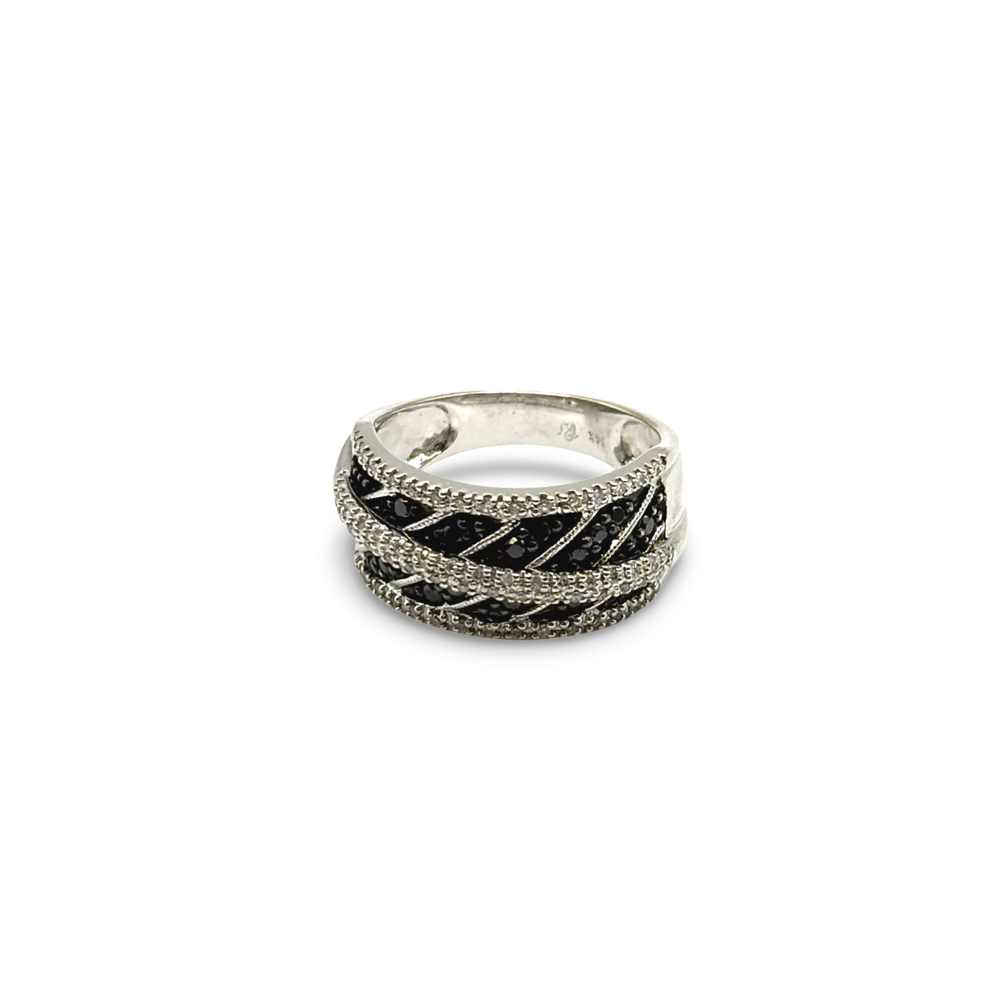 Ring Weißgold 585 / 14kt schwarze & weiße Diamanten