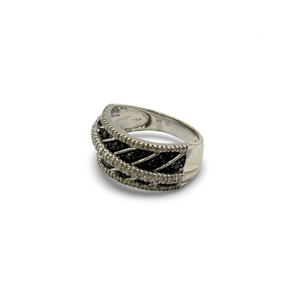 Ring Weißgold 585 / 14kt schwarze & weiße Diamanten