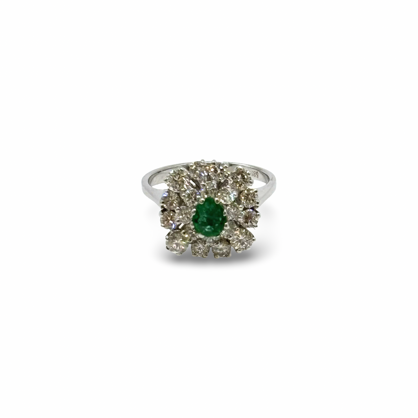 Ring Weißgold 585 / 14kt Smaragd Diamanten