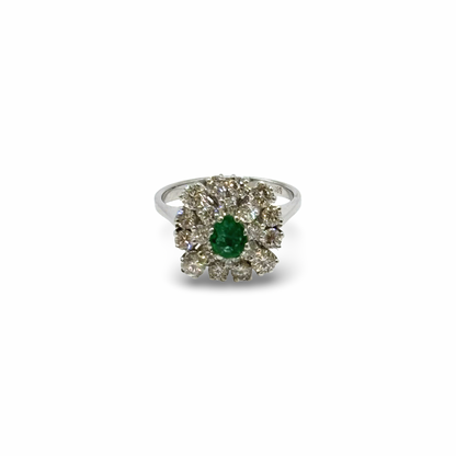 Ring Weißgold 585 / 14kt Smaragd Diamanten