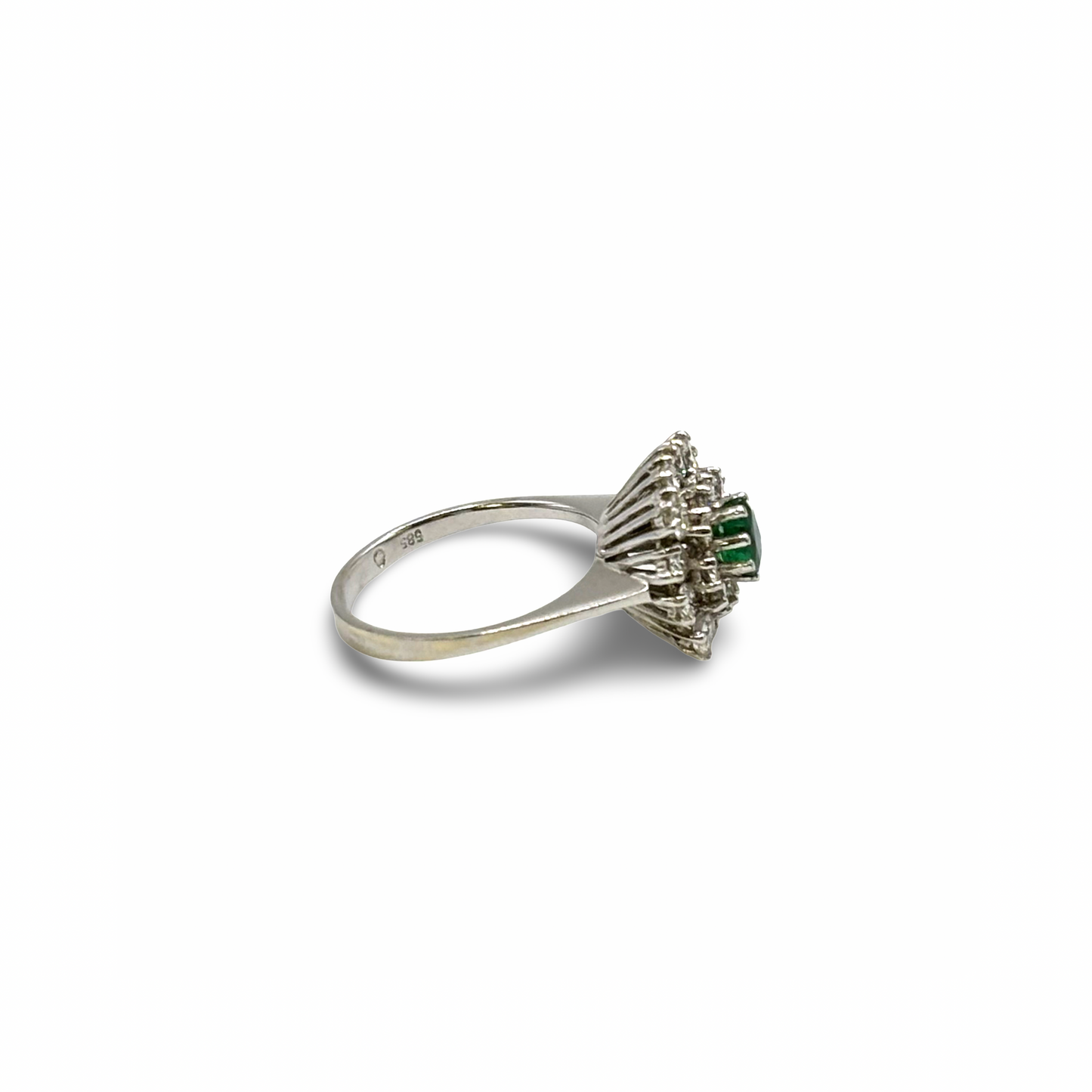 Ring Weißgold 585 / 14kt Smaragd Diamanten