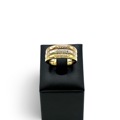 Ring Tricolor Gelb/-Weiß/-Roségold 750 / 18kt Diamanten