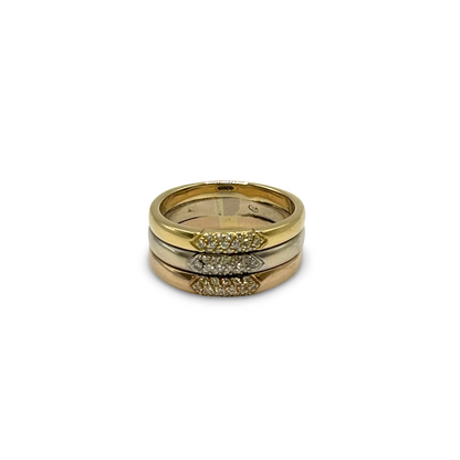 Ring Tricolor Gelb/-Weiß/-Roségold 750 / 18kt Diamanten