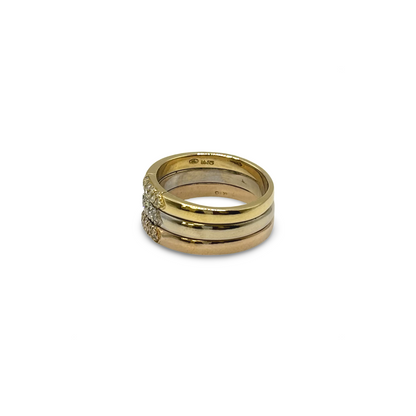 Ring Tricolor Gelb/-Weiß/-Roségold 750 / 18kt Diamanten