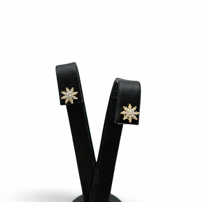 Ohrstecker Sonne / Blüte Gelbgold 375 / 9kt Diamanten