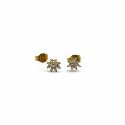 Ohrstecker Sonne / Blüte Gelbgold 375 / 9kt Diamanten