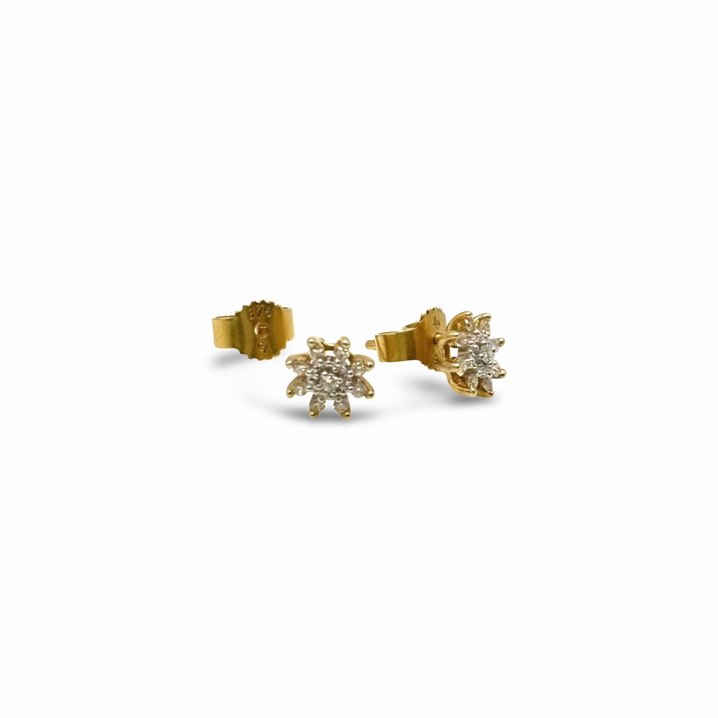 Ohrstecker Sonne / Blüte Gelbgold 375 / 9kt Diamanten