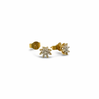 Ohrstecker Sonne / Blüte Gelbgold 375 / 9kt Diamanten