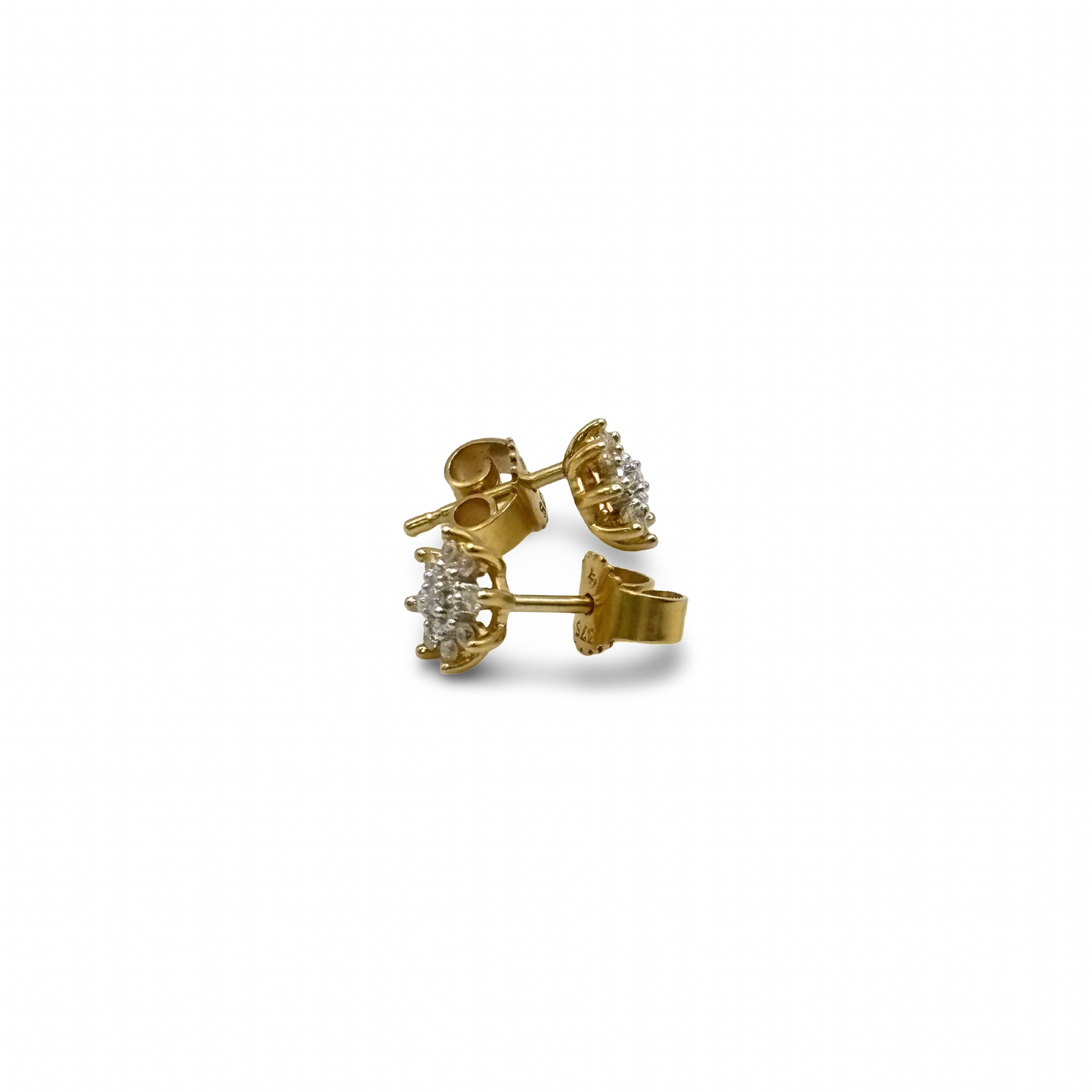 Ohrstecker Sonne / Blüte Gelbgold 375 / 9kt Diamanten