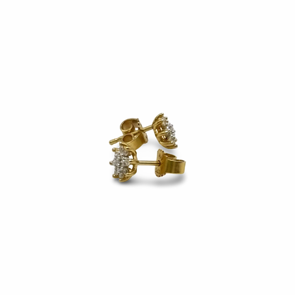 Ohrstecker Sonne / Blüte Gelbgold 375 / 9kt Diamanten